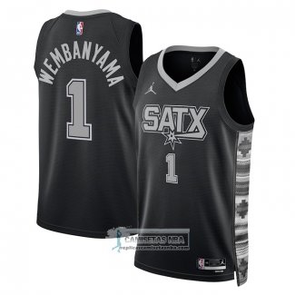 Camiseta San Antonio Spurs Victor Wembanyama NO 1 Statement 2022-23 Negro