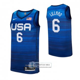 Camiseta USA 2021 Damian Lillard NO 6 Azul