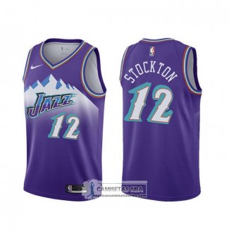 Camiseta Utah Jazz John Stockton Classic Edition 2019-20 Violeta