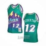 Camiseta Utah Jazz John Stockton NO 12 Mitchell & Ness 1996-97 Verde