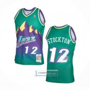 Camiseta Utah Jazz John Stockton NO 12 Mitchell & Ness 1996-97 Verde