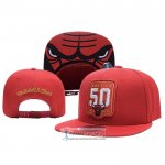 Gorra Chicago Bulls Adjustable Mitchell & Ness 50th Anniversary Rojo