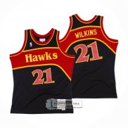 Camiseta Atlanta Hawks Dominique Wilkins NO 21 Mitchell & Ness 1986-87 Negro