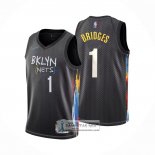Camiseta Brooklyn Nets Mikal Bridges NO 1 Ciudad 2022-23 Negro