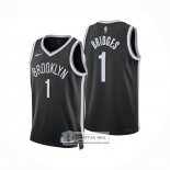 Camiseta Brooklyn Nets Mikal Bridges NO 1 Icon 2025-26 Negro