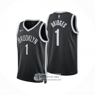 Camiseta Brooklyn Nets Mikal Bridges NO 1 Icon 2025-26 Negro