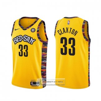 Camiseta Brooklyn Nets Nicolas Claxton Ciudad 2020-21 Amarillo