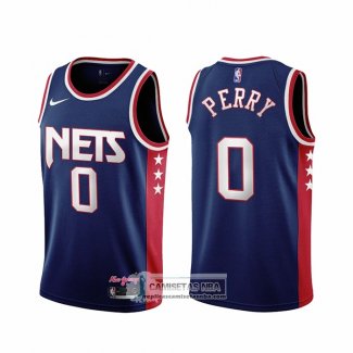 Camiseta Brooklyn Nets Reggie Perry NO 0 Ciudad 2021-22 Azul