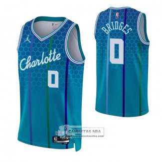 Camiseta Charlotte Hornets Miles Bridges NO 0 Ciudad 2021-22 Azul