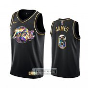 Camiseta Golden Edition Los Angeles Lakers Lebron James NO 6 2021-22 Negro