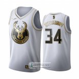 Camiseta Golden Edition Milwaukee Bucks Giannis Antetokounmpo Blanco