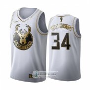 Camiseta Golden Edition Milwaukee Bucks Giannis Antetokounmpo Blanco