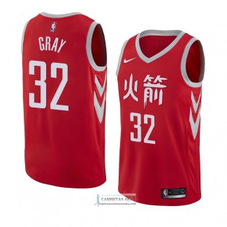 Camiseta Houston Rockets Rob Gris Ciudad 2018 Rojo