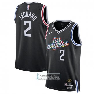 Camiseta Los Angeles Clippers Kawhi Leonard NO 2 Ciudad 2022-23 Negro