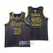 Camiseta Los Angeles Lakers LeBron James NO 23 Crenshaw Black Mamba Negro