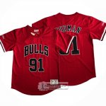 Camiseta Manga Corta Chicago Bulls Dennis Rodman NO 91 Rojo