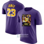 Camiseta Manga Corta Los Angeles Lakers James NO 23 Commemorative Violeta