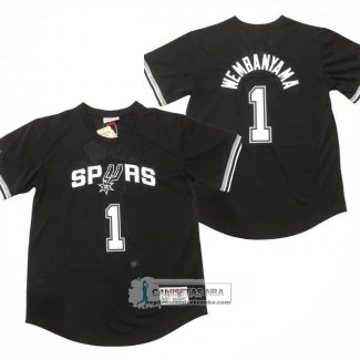 Camiseta Manga Corta San Antonio Spurs Victor Wembanyama NO 1 Negro
