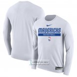Camiseta Manga Larga Dallas Mavericks Practice Performance 2022-23 Blanco