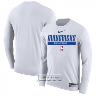 Camiseta Manga Larga Dallas Mavericks Practice Performance 2022-23 Blanco