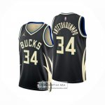 Camiseta Milwaukee Bucks Giannis Antetokounmpo NO 34 Statement 2024-25 Negro