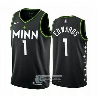 Camiseta Minnesota Timberwolves Anthony Edwards Ciudad 2020-21 Negro