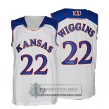 Camiseta NCAA Kansas Jayhawks Wiggins Blanco