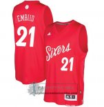 Camiseta Navidad 76ers Embiid 2016 Rojo
