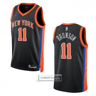 Camiseta New York Knicks Jalen Brunson NO 11 Ciudad 2022-23 Negro