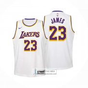 Camiseta Nino Los Angeles Lakers LeBron James NO 23 Association 2022-23 Blanco