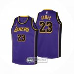 Camiseta Nino Los Angeles Lakers LeBron James NO 23 Statement 2024-25 Violeta