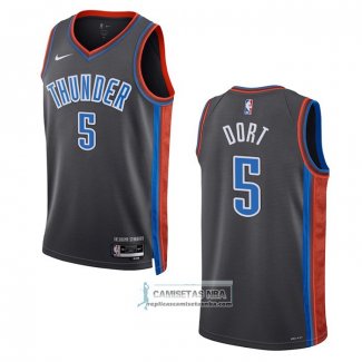 Camiseta Oklahoma City Thunder Luguentz Dort NO 5 Ciudad 2022-23 Gris