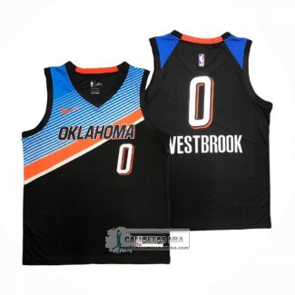 Camiseta Oklahoma City Thunder Russell Westbrook NO 0 Ciudad 2020-21 Negro