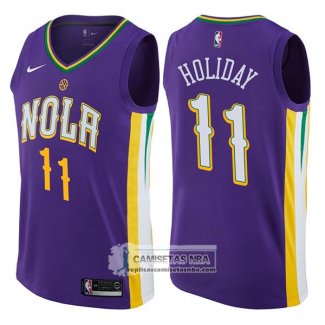 Camiseta Pelicans Jrue Holiday Ciudad 2017-18 Violeta