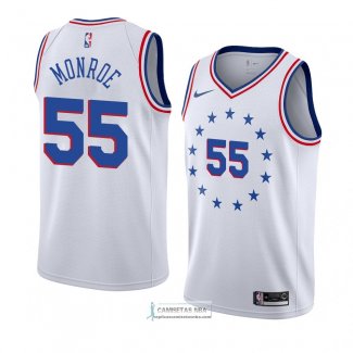 Camiseta Philadelphia 76ers Greg Monroe Earned 2018-19 Blanco