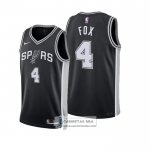Camiseta San Antonio Spurs DeAaron Fox NO 4 Icon 2024-25 Negro