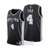 Camiseta San Antonio Spurs DeAaron Fox NO 4 Icon 2024-25 Negro