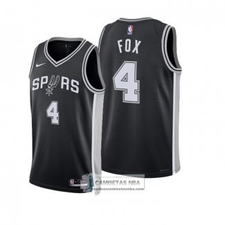 Camiseta San Antonio Spurs DeAaron Fox NO 4 Icon 2024-25 Negro