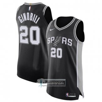 Camiseta San Antonio Spurs Manu Ginobili NO 20 Icon Autentico Negro