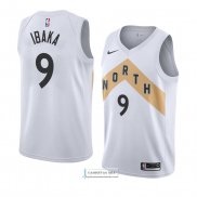 Camiseta Toronto Raptors Serge Ibaka Ciudad 2018 Blanco