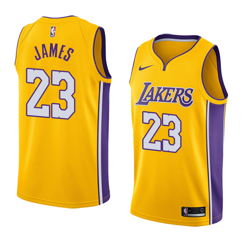 Camisetas NBA Lakers Lebron James Icon 2017-18 Amarillo replicas tienda ...