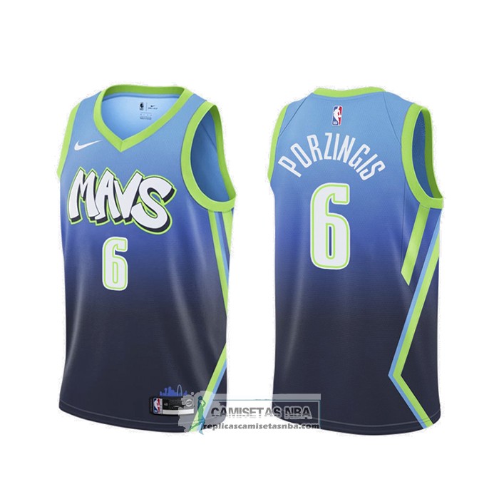 Camisetas NBA Dallas Mavericks Kristaps Porzingis Ciudad 2019-20 Azul replicas tienda online